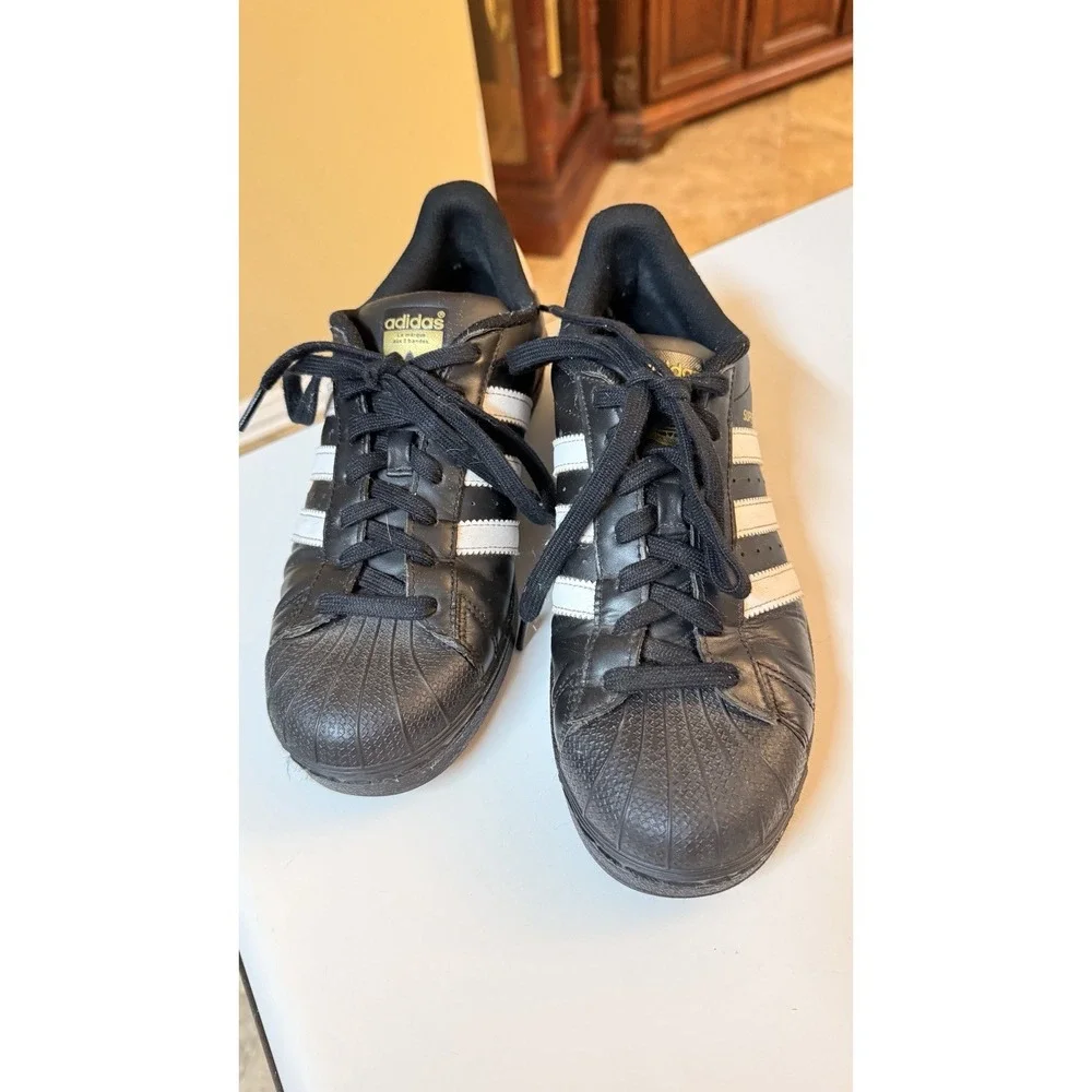 adidas Superstar Black White Shell Toe Leather Sneakers Men's US 7.5